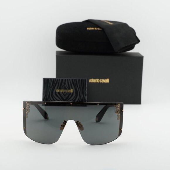 Roberto Cavalli SRC015M 0300 Shield Sunglasses - Gold/Brown - Picture 7 of 10